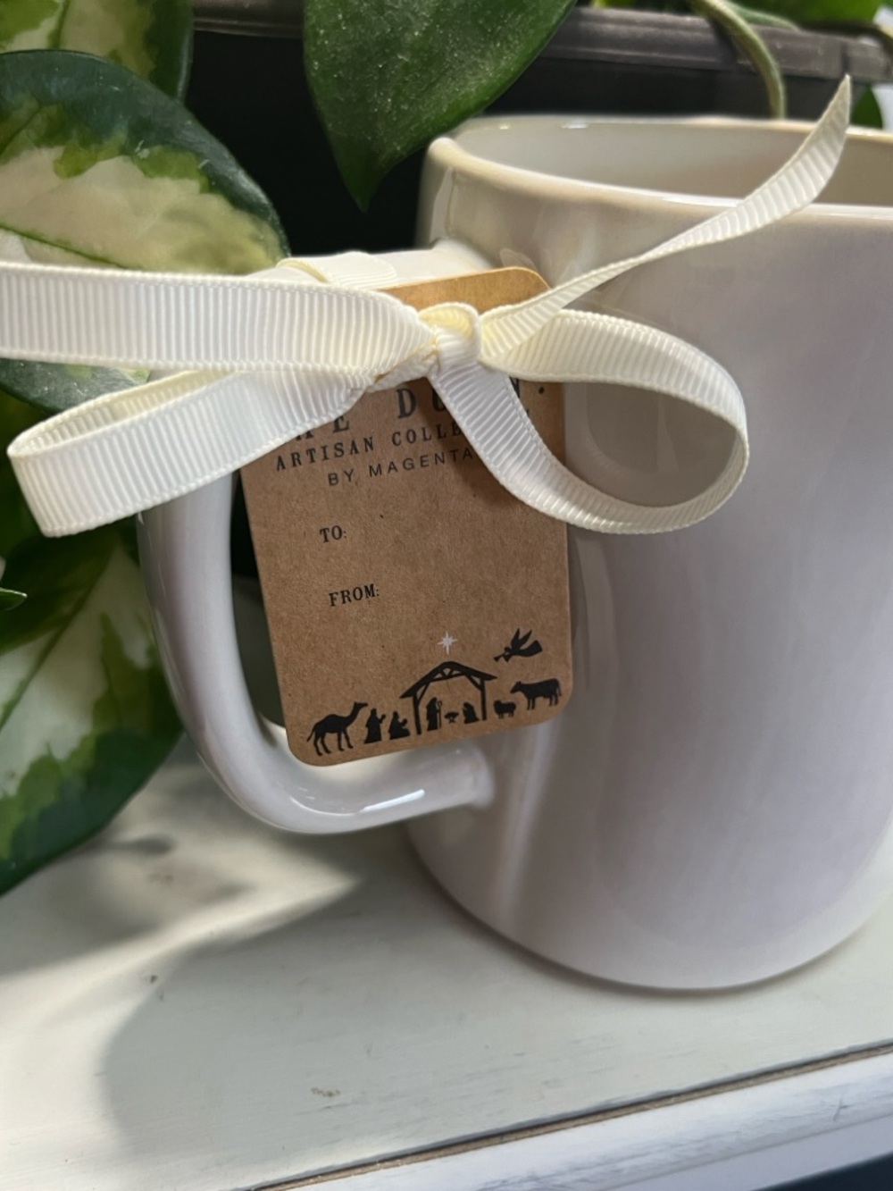 Rae Dunn White 'BLESSED' Floral Ceramic Mug - Picture 5 of 6